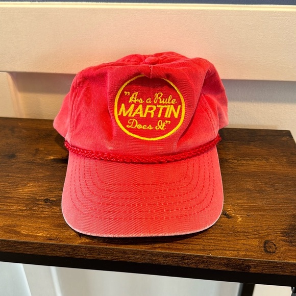Other - Vintage As a Rule Martin Does It Strapback Hat Cap Red Adjustable Handyman